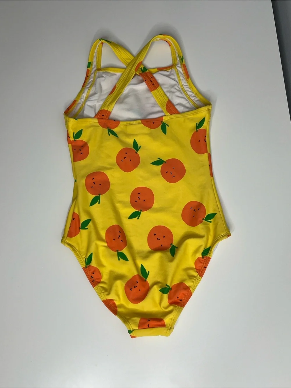 Hanna Andersson Girls Orange Print One Piece Swimsuit Yellow Size US 10 (140 cm)